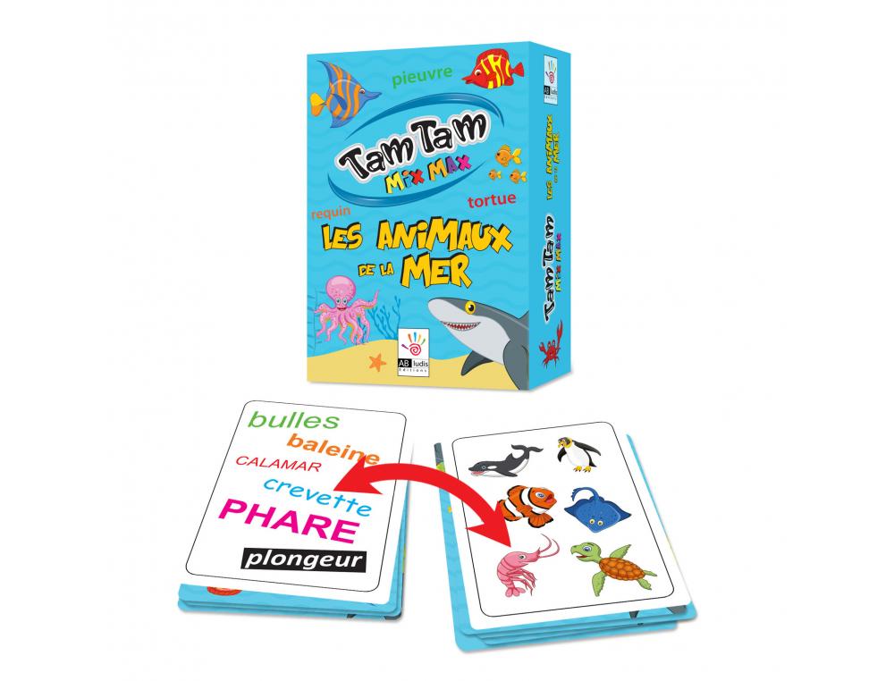 APPRENDRE A LIRE ET A ECRIRE AB LUDIS TAM TAM MIX MAX      ANIMAUX DE LA MER TROUVER LA  PAIRE 62 CARTES 1 LEXIQUE