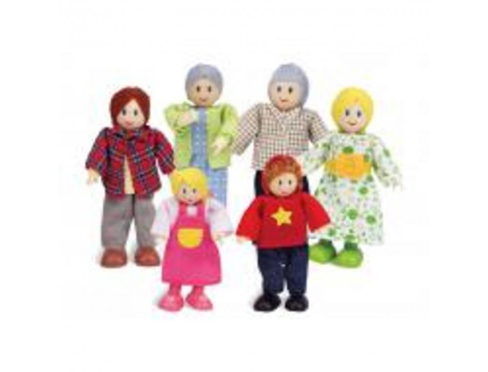 FAMILLE DE POUPEES EN BOIS ARTICULE EUROPEENNE HAPE