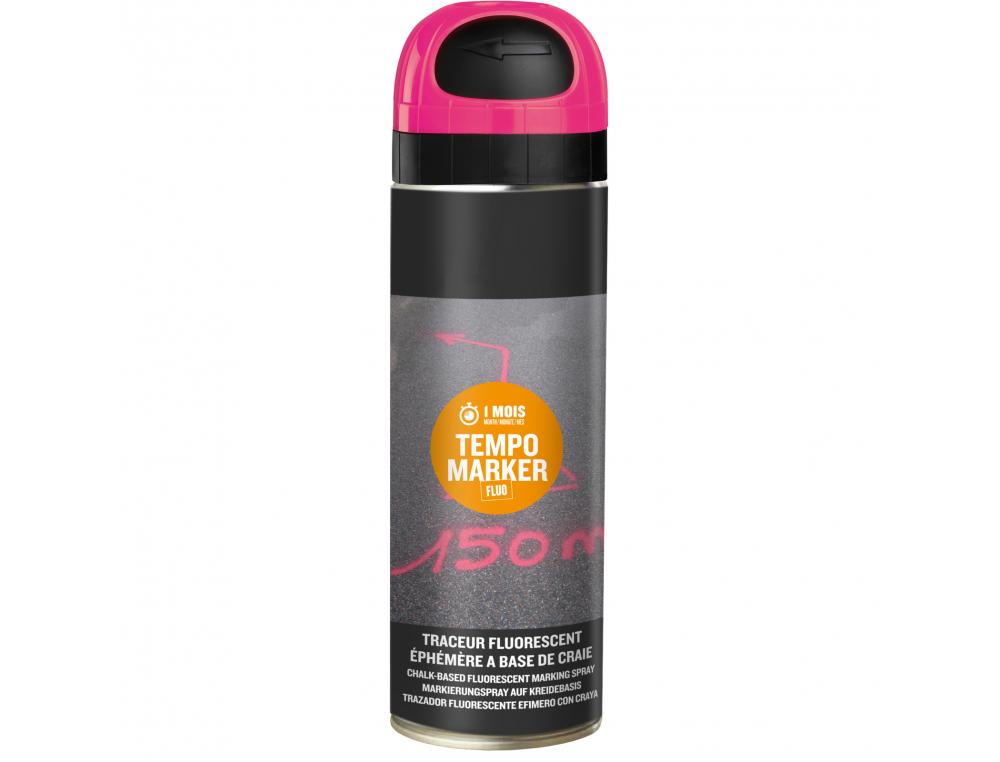 BOMBE PEINTURE FIRST LOISIRS DELIMITATION EPHEMERE BASE    CRAIE COLORIS ROUGE AEROSOL   500ML