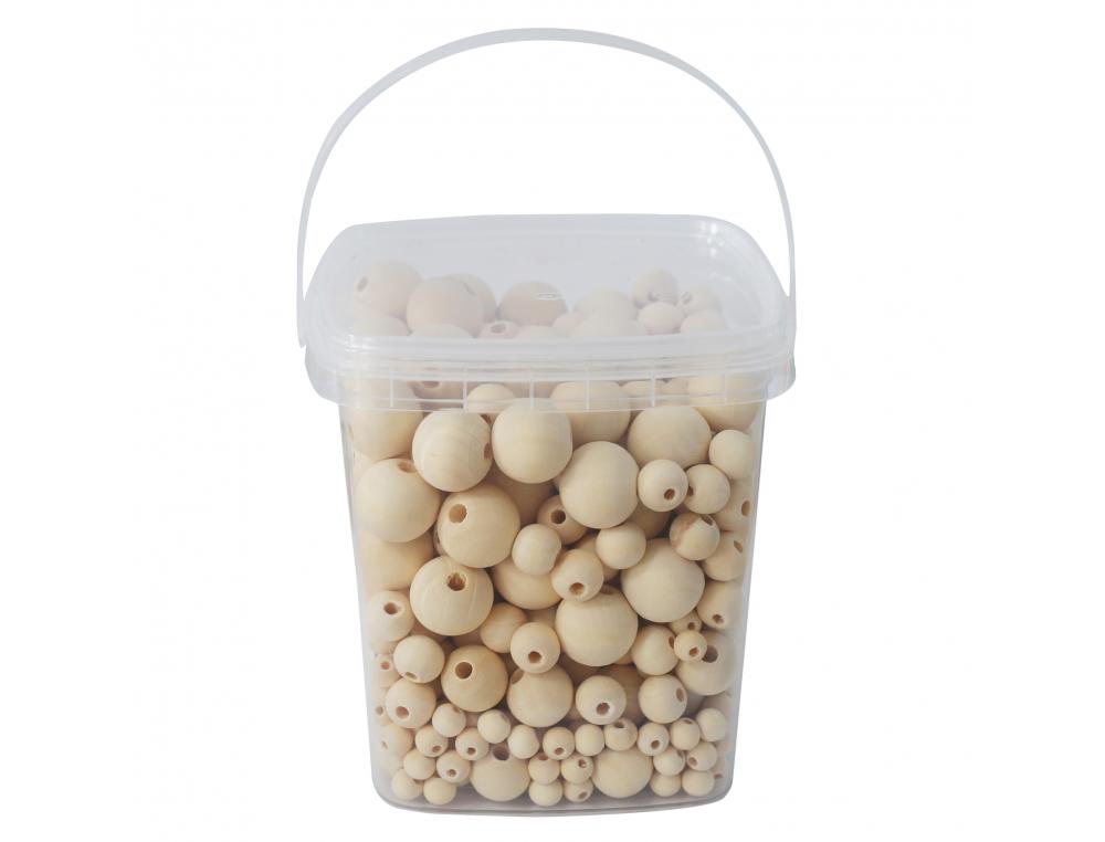 PERLE BOIS OCOLOR FORME RONDE 8-12-16-20MM COLORIS NATUREL  LOT DE 600 PERLES