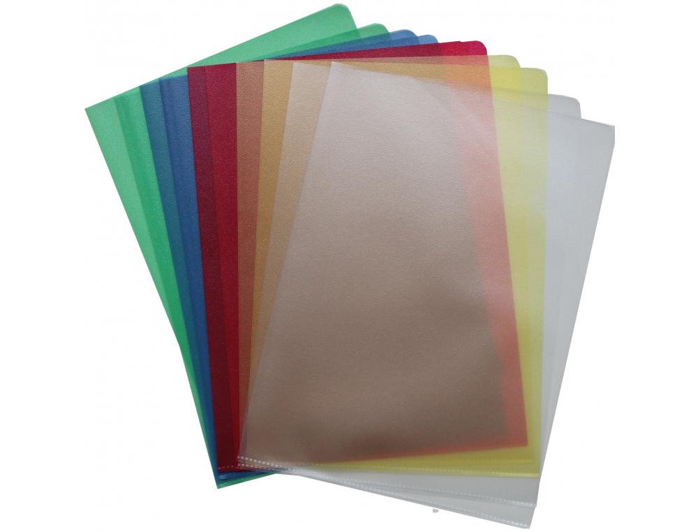 POCHETTE COIN INTERFOLIA GRAINEE RECYCLEE OUVERTURE 2  COTES POUR FORMAT A4 COLORIS  VERT LOT DE 10