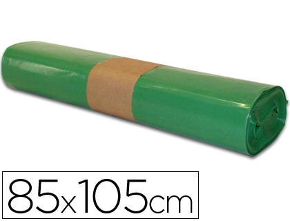 SAC POUBELLE INDUSTRIEL 85X105CM CALIBRE 110 CAPACIT 100L COLORIS VERT ROULEAU 10 UNITS