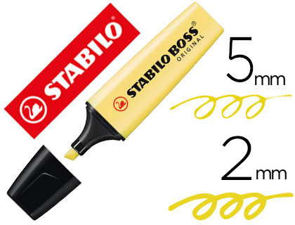 SURLIGNEUR STABILO BOSS PASTEL TRAC 2/5MM POINTE BISEAUTE ENCRE UNIVERSELLE BASE EAU RSISTANTE LUMIRE CRME JAUNE