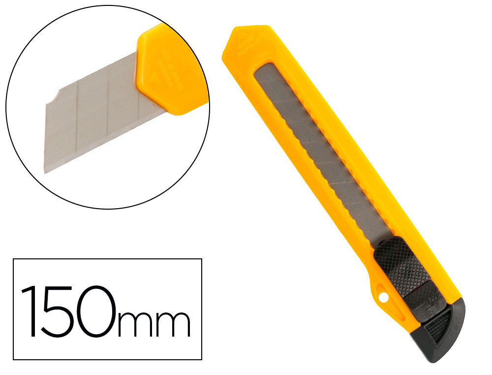 CUTTER XD-23 Q-CONNECT LAME RETRACTABLE INTERCHANGEABLE ACIER 18MM PRECOUPEE FREIN SECURITE COL. ALEATOIRE JAUNE/ORANGE