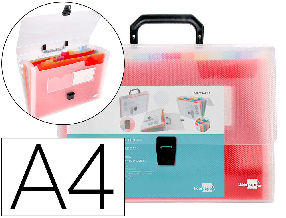 TRIEUR LIDERPAPEL SRIE SPECTRAFILE POLYPROPYLNE A4 210X297MM 700 MICRONS 13 COMPARTIMENTS COLORIS FROSTY TRANSPARENT